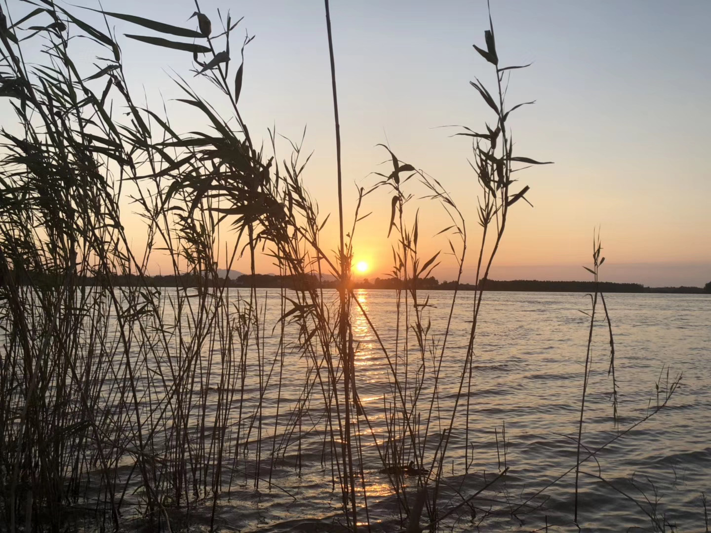 The sunset on the edge of the Yangtze River