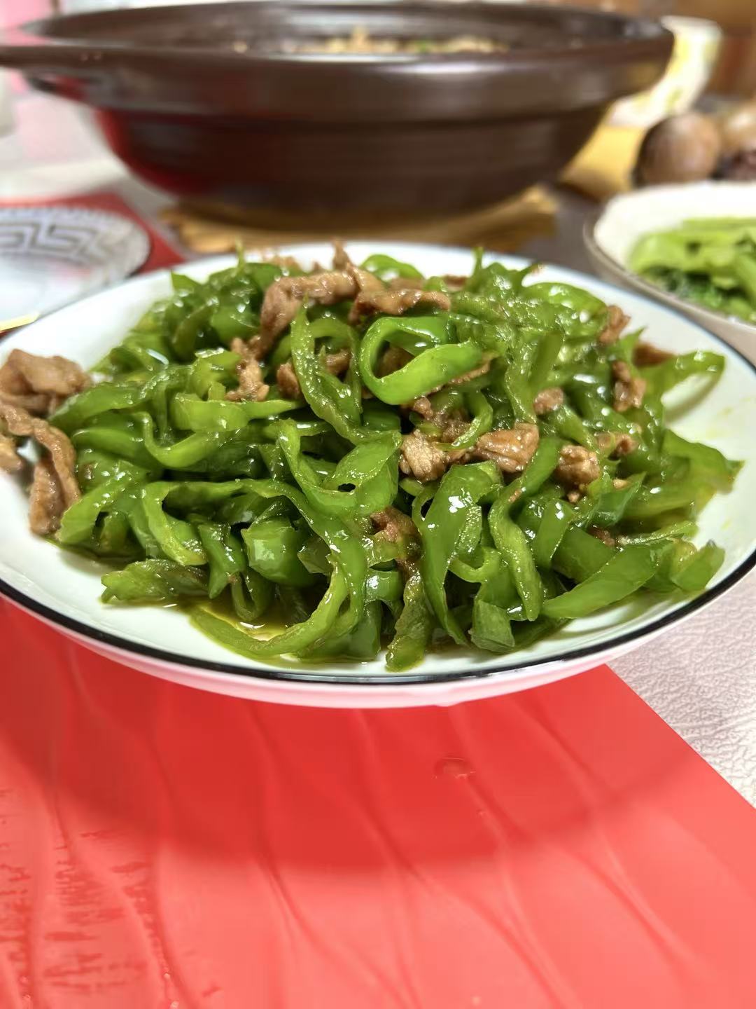Stir fried Shredded Pork with Green Peppers Made by My Wife